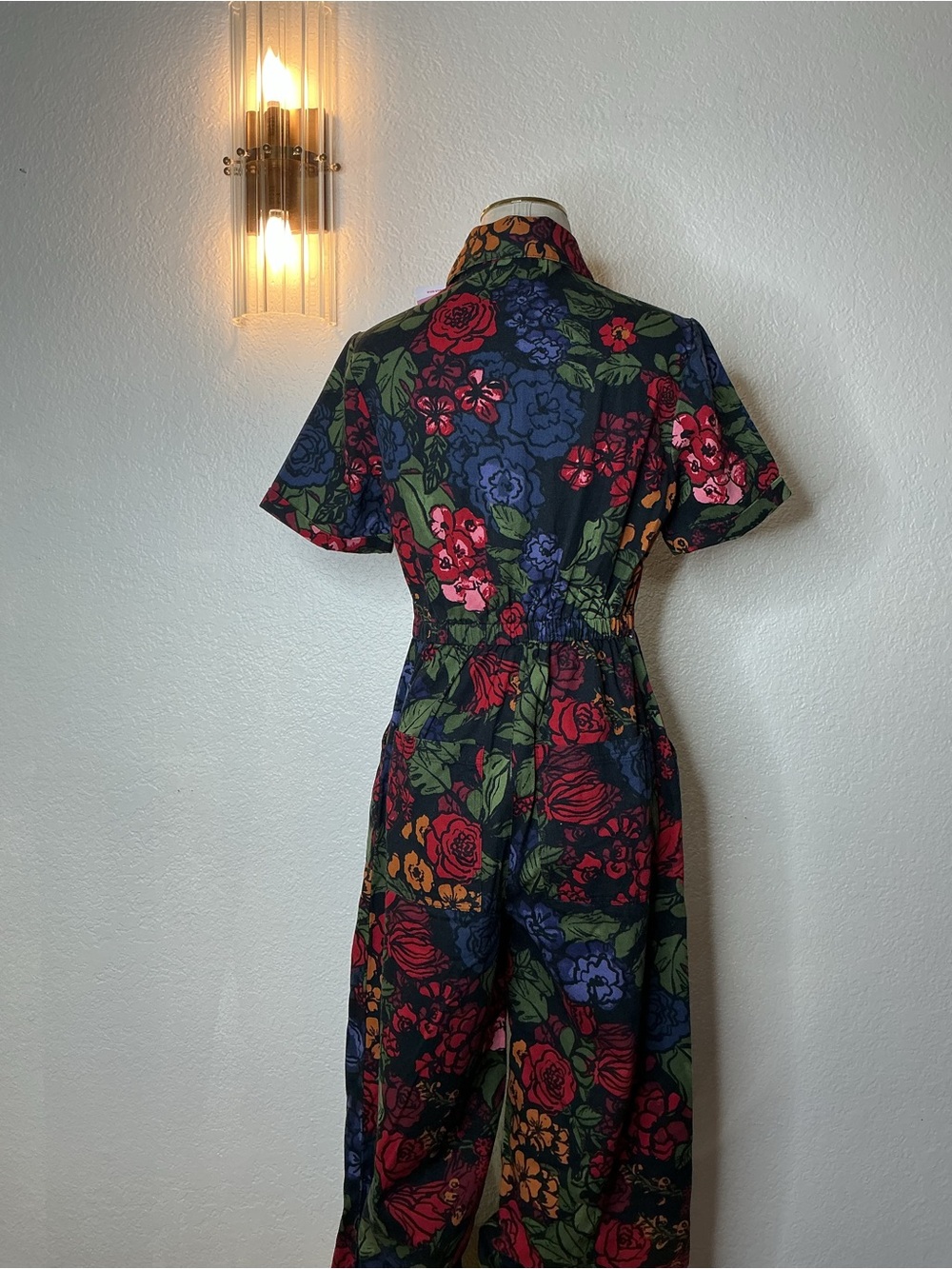 Lucy & Yak Floral Zip-Front Jumpsuit in Black, Red, Green, Blue - Picture 8 of 12